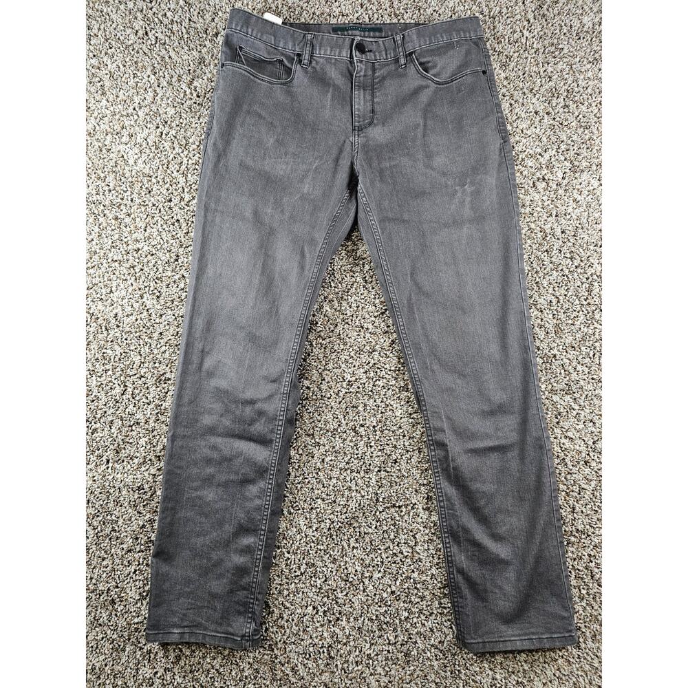 Perry Ellis Mens Sz 34x32 Gray Wash Slim Straight Leg Blue Jeans